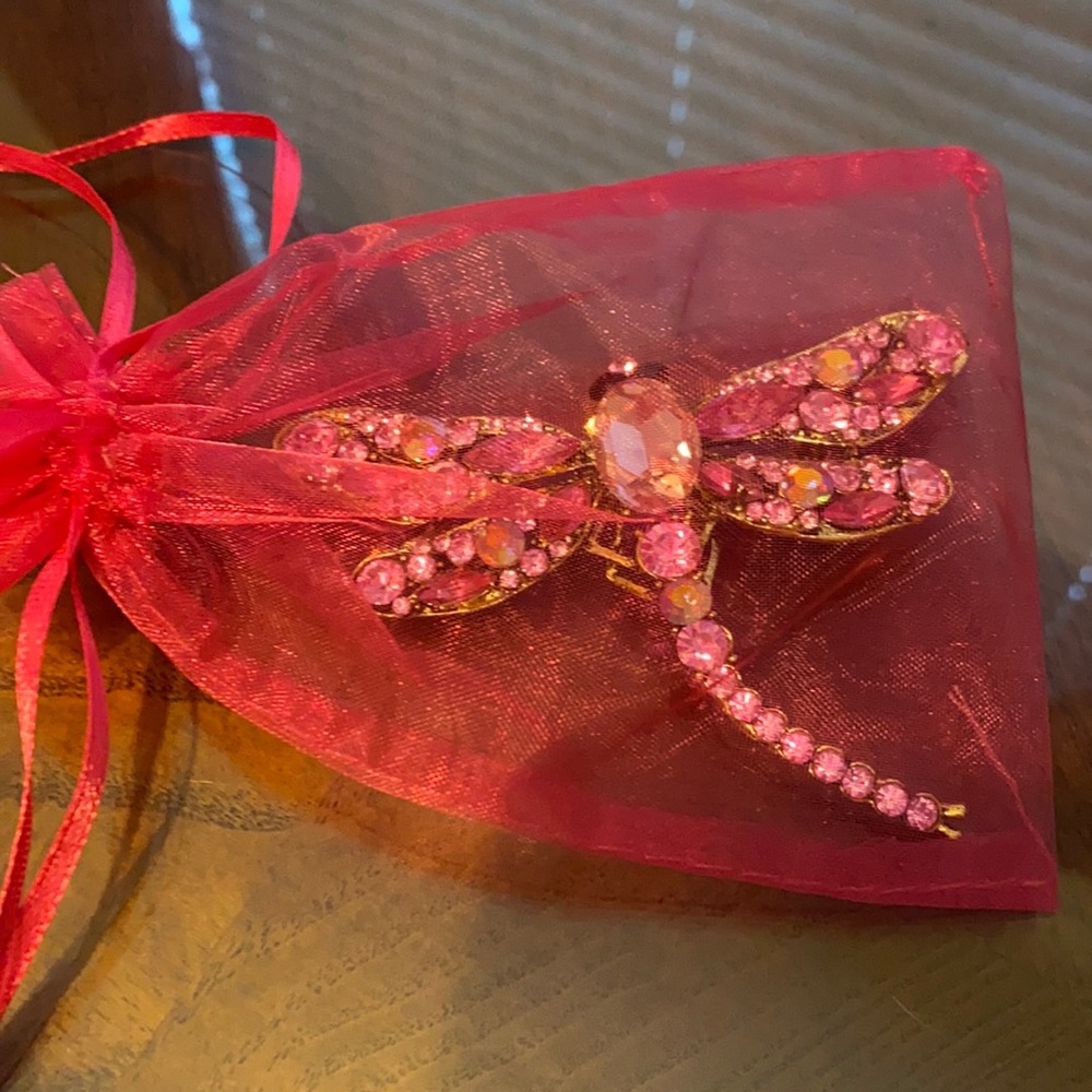 Beautiful Pink Iryedescient Dragonfly Brooch!
